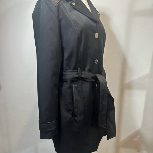 Marc New York Andrew Marc Black Belted Trench Coat Women’s Medium - Picture 6 of 8